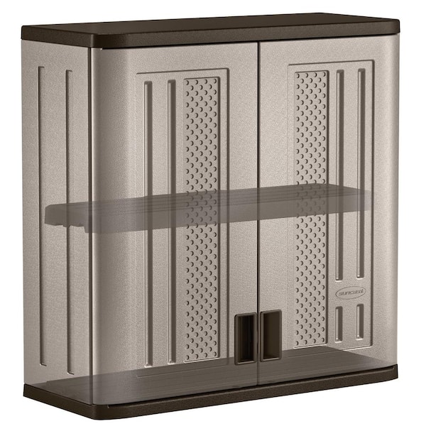 Suncast Resin 1 Shelf Wall Mounted Garage Cabinet In Platinum 30 W X H 12 D Bmc3000 The