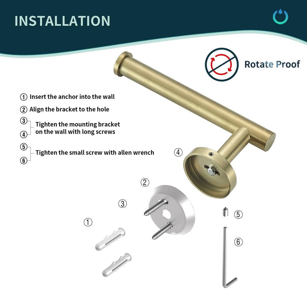 Polished Gold Stainless Steel 5-Piece Bathroom Hardware Set