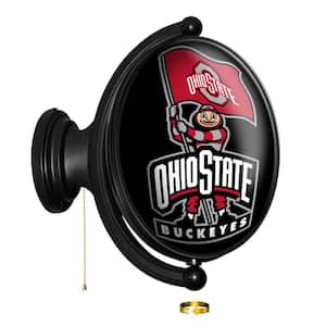 Ohio State Buckeyes: Brutus Design - Original "Pub Style" Oval Rotating Lighted Wall Sign (23"L x 21"W x 5"H)