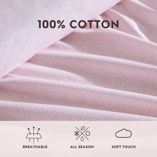 Laura Ashley Victorian Scroll 4-Piece Pink Cotton Full Sheet Set