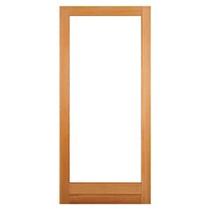 32 in. x 80 in. Universal/Reversible Full Lite Clear Low-E Glass Unfinished Fir Wood Front Door Slab