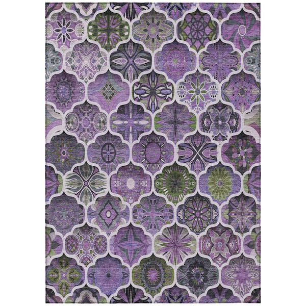 Chantille Machine Washable Indoor/Outdoor Abstract ACN2878 Plum 5 ft. x 7 ft. 6 in. Area Rug