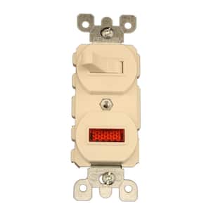 15 Amp Commercial Grade Combination Single Pole Toggle Switch and Neon Pilot Light, Light Almond