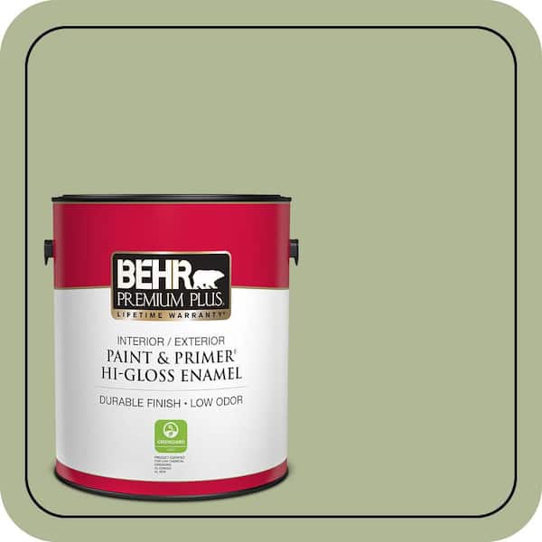 BEHR PREMIUM PLUS 1 gal. #PPU11-08 Moss Print Hi-Gloss Enamel Interior/Exterior Paint & Primer
