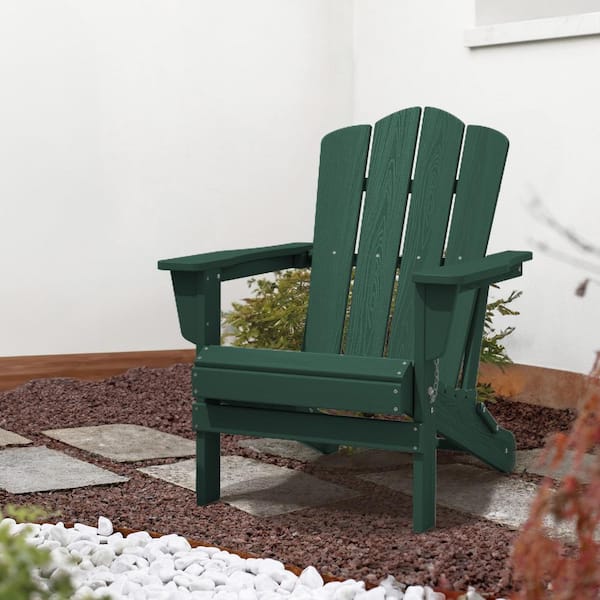 JEAREY Classic Green Folding Plastic Adirondack Chair