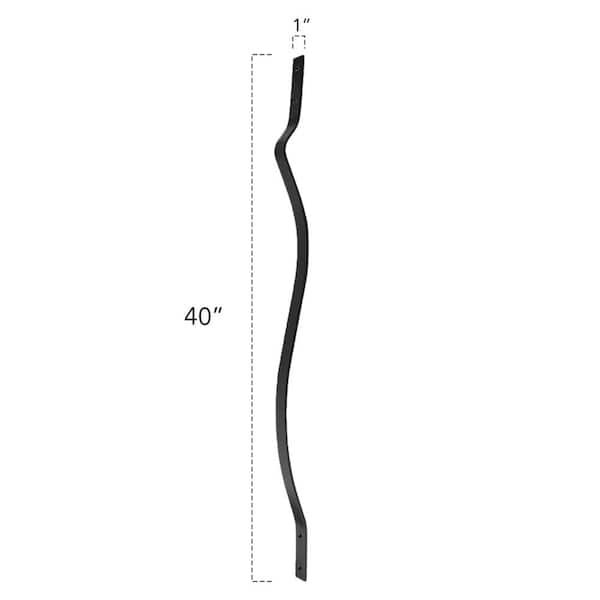 Deckorators 40 in. x 1 in. Satin Black Aluminum Baroque Baluster (5-Pack)