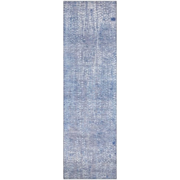 Mayfield Premium Machine Washable Abstract AMF2087 Blue 2 ft. x 7 ft. Runner Rug