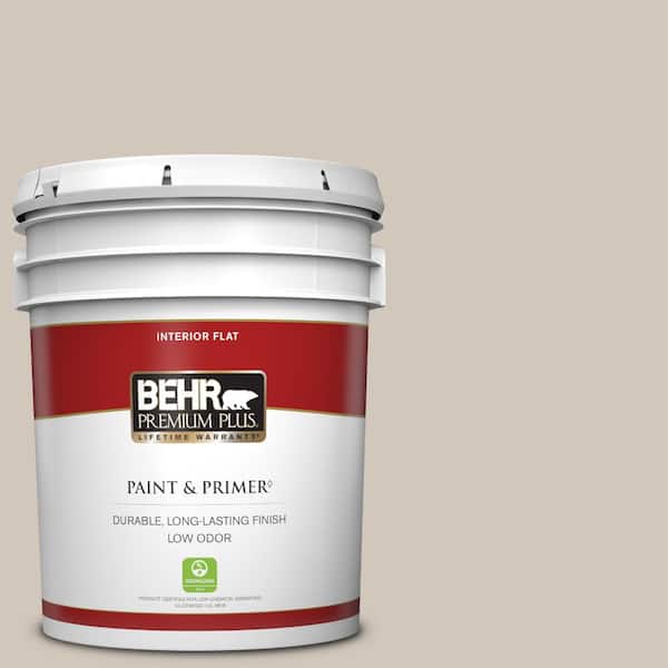BEHR PREMIUM PLUS 5 gal. #N210-2 Cappuccino Froth Flat Low Odor Interior Paint & Primer