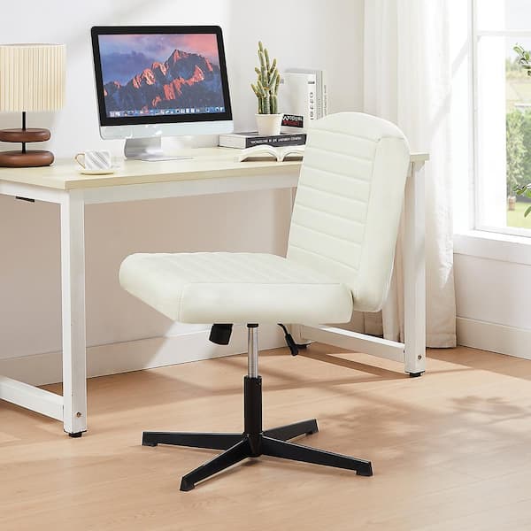 VECELO Modern Office Desk Chair No Wheels Armless Wide Fabric