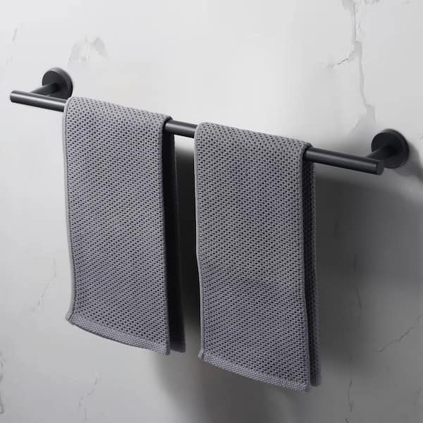 24 in. Wall Mounted Towel Bar in Matte Black