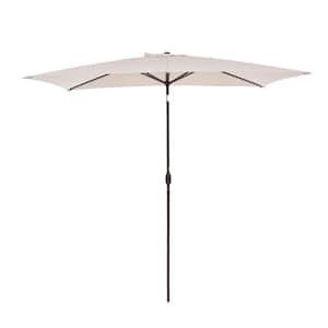 10 ft. x 6.5 ft. Market Rectangular Patio Umbrella with Tilt and Crank Waterproof Canopy Garden and Pool in White