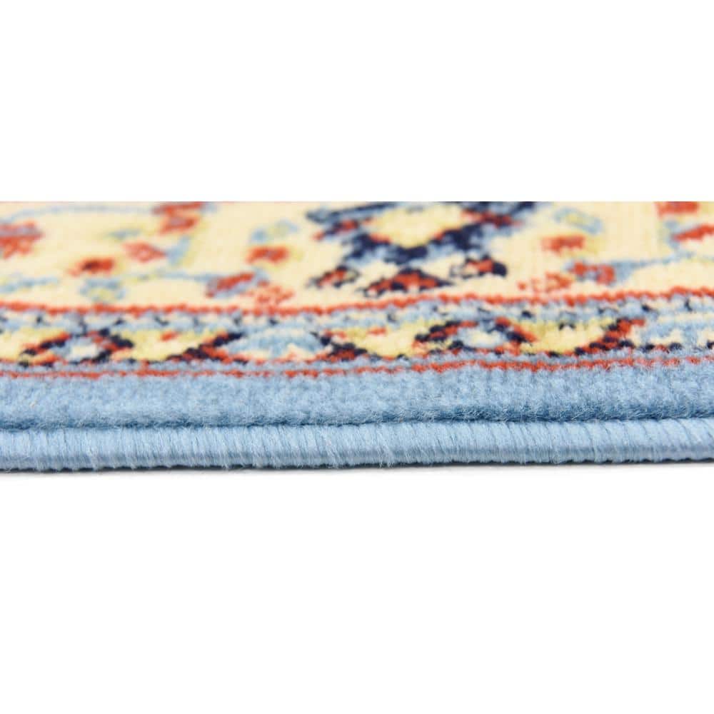 Light Blue Synthetic Medallion 4' x 6' Rectangular Rug