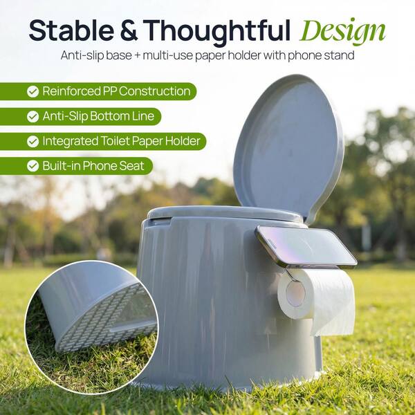 Porta Potty – Toilettes De Camping Pliables Et Compactes, Capacité 120 Kg, En PP/ABS, Avec Couvercle, Pour Camping, Randonnée Et Road-trip