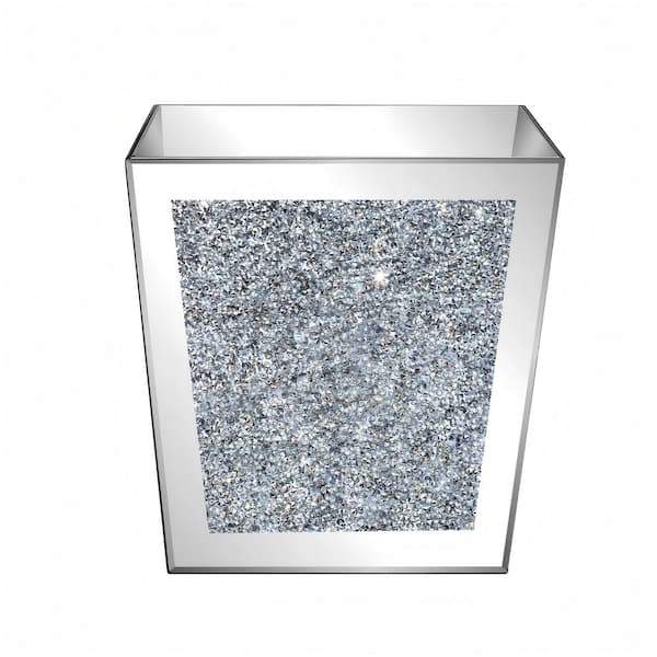 THKSHOUZ 13.78 in. Silver Mirroed Glass Square Pot Planter