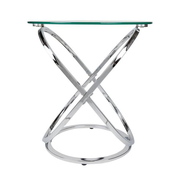 danya b galaxy chrome and tempered glass round end table