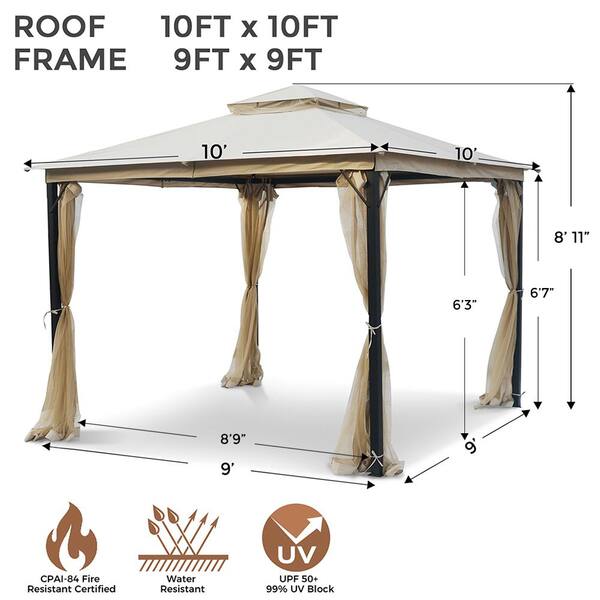 LAUREL CANYON 10 ft. x 10 ft. Outdoor Steel Patio Gazebo with 2