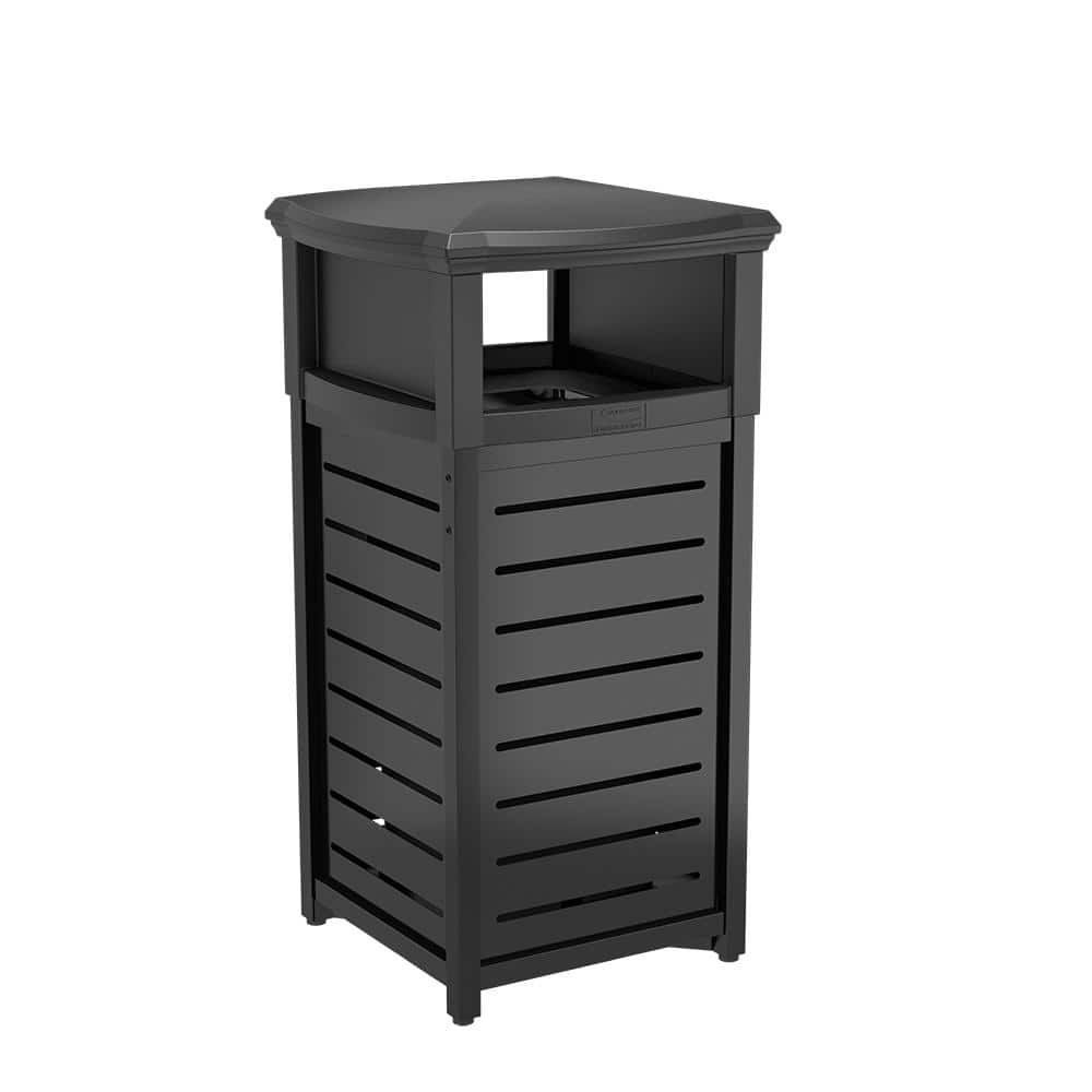 Suncast Metal Indoor Trash Can - 30 Gallon Black PC Lid / Silver