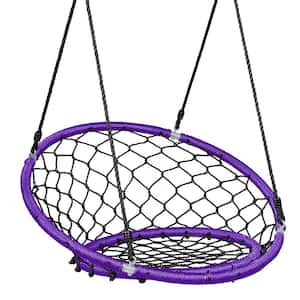 Spider Web Chair Swing with Adjustable Hanging Ropes Kids Play Equipment Purple