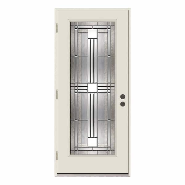 JELD-WEN 36 in. x 80 in. Full Lite Cordova Primed Impact Rated Steel Prehung Right-Hand Outswing Front Door