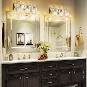 Mason 20.4 in. 3-Light Modern Glam Chrome Luxury Wall Sconce Linear Dimmable Vanity Light with Clear Crystal Shade