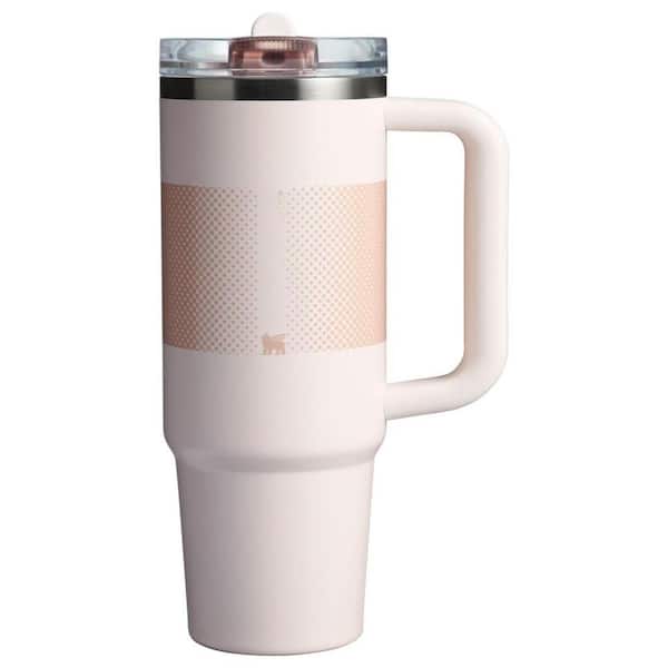 30 oz. Insulated Stainless Steel Cup Flip Straw Tumbler with Leakproof Lid, Compatible for Travel in Rose Quartz Fade