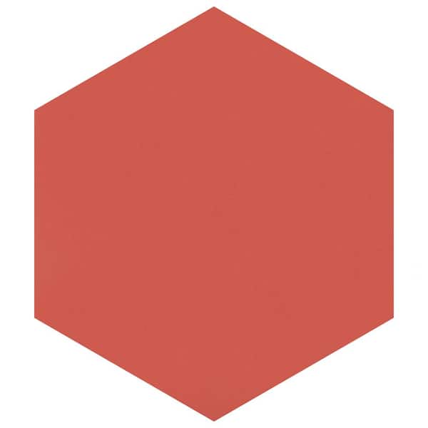 Merola Tile Textile Basic Hex Red 8-5/8 in. x 9-7/8 in. Porcelain Floor ...