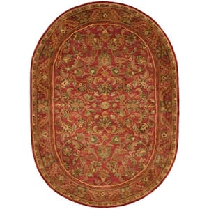 Antiquity Red 5 ft. x 7 ft. Oval Border Area Rug