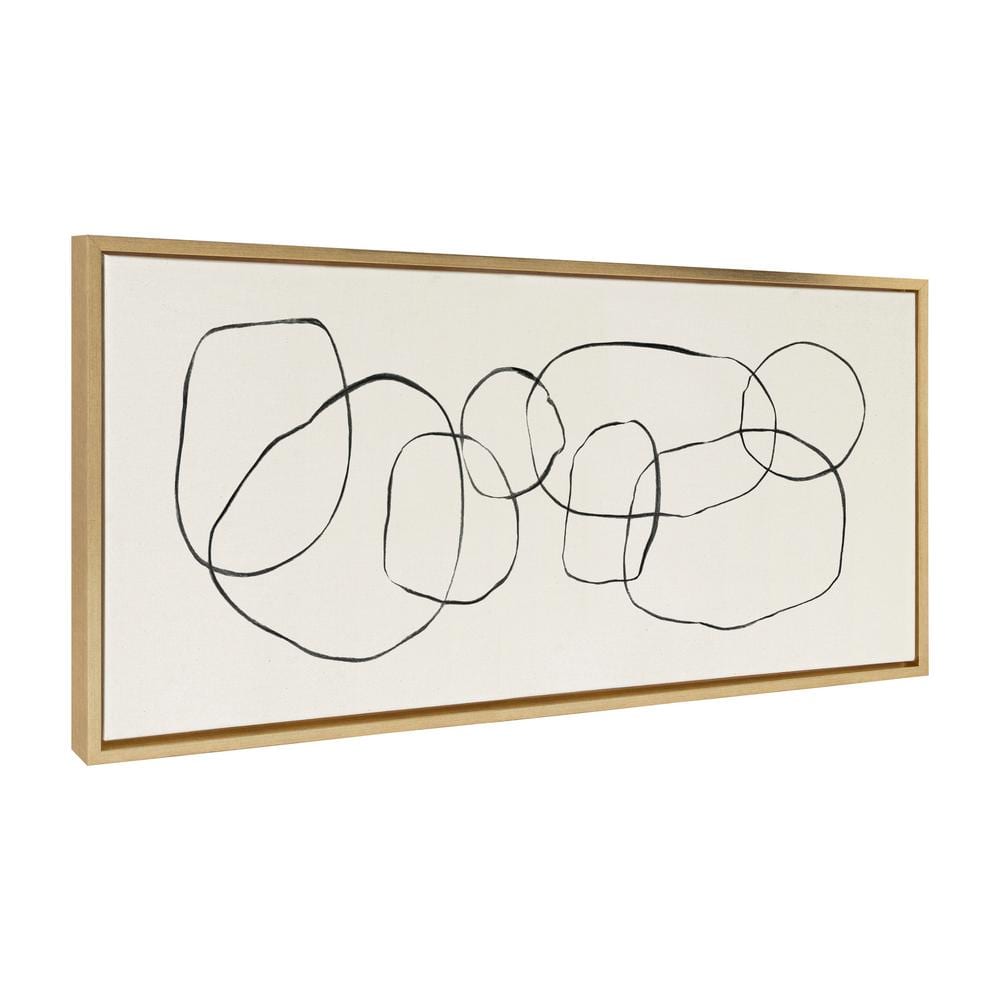 Gold Framed Abstract Dancing Circles Canvas Wall Art