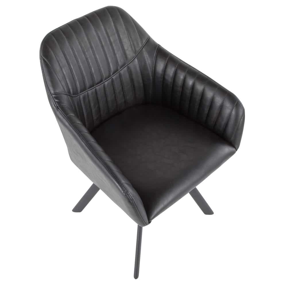 Modern Splayed-Leg High Chair in Black Faux Leather