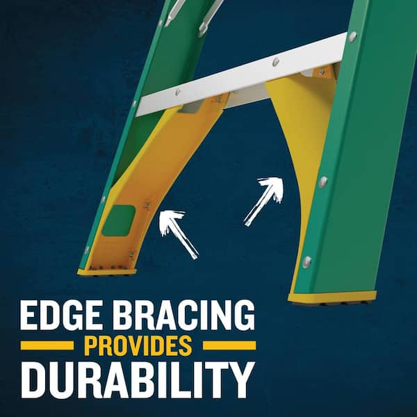 Werner - 8 ft. Fiberglass Step Ladder (12 ft. Reach Height) with 225 lb. Load Capacity Type II Duty Rating