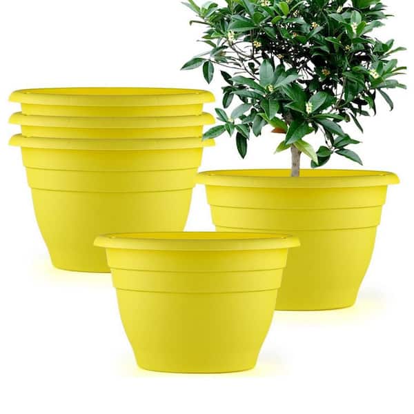 Large Yellow Plastic Indoor/Outdoor Planter (9.8 in. W x 6.4 in. H