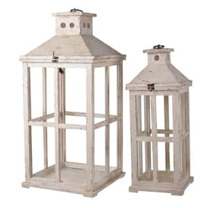 Reed White Candle Lanterns (Set of 2)