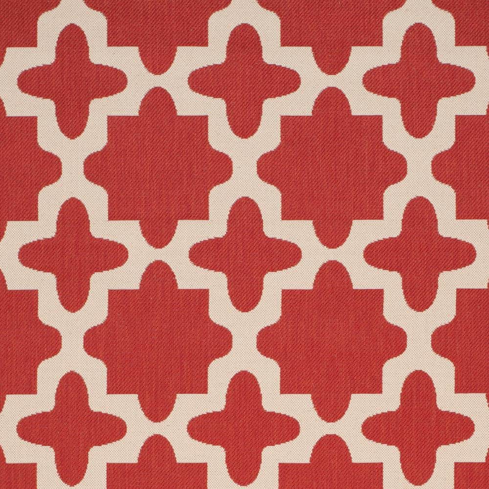 Resilient Red & Bone Geometric 8' x 11' Indoor/Outdoor Area Rug