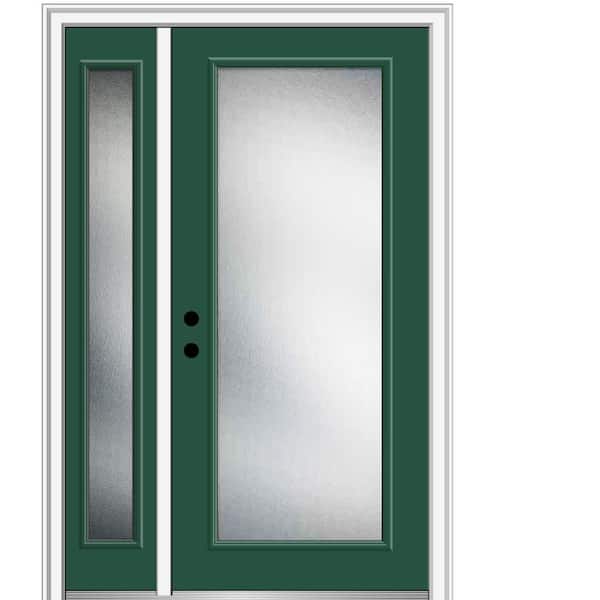 MMI Door 53 in. x 81.75 in. Micro Granite Right-Hand Inswing Full Lite Decorative Painted Fiberglass Smooth Prehung Front Door