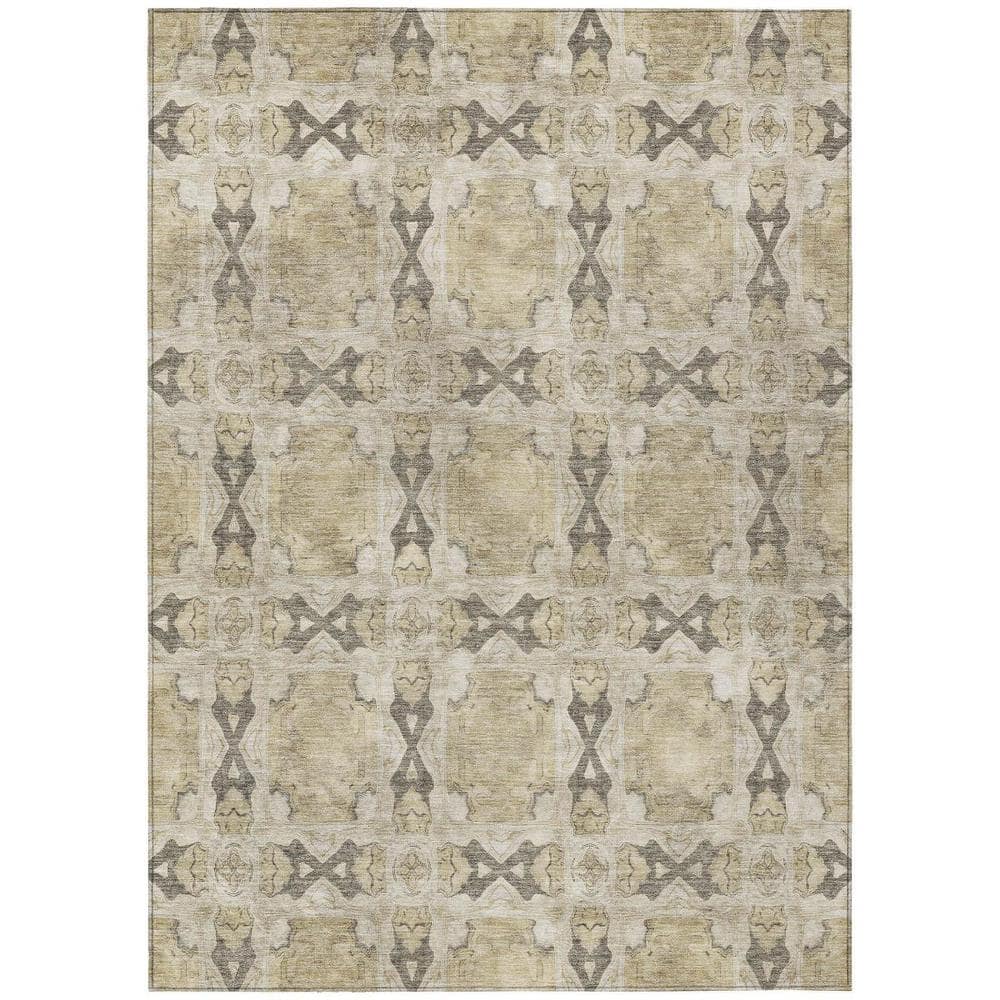 Beige and Gray 9 ft. x 12 ft. Woven Floral;Medallion Rectangle Indoor/Outdoor Area Rug price history on PriceWatchPro
