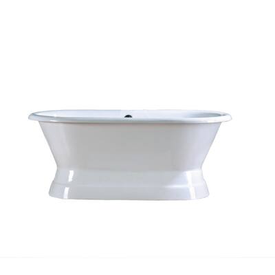 Cromwell 66.25 in. Cast Iron Double Roll Top Flatbottom Non-Whirlpool Bathtub in White