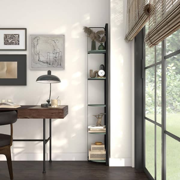 Furniture of America Naija 71 in. Tall Sage Green Composite 5-Shelf Minimalist Corner Bookcase