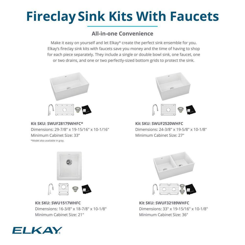 Elkay White Fireclay 30" Farmhouse Kitchen Sink