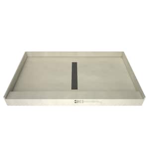Redi Trench 34 in. x 60 in. Single Threshold Shower Base with Center Drain and Brushed Nickel Trench Grate