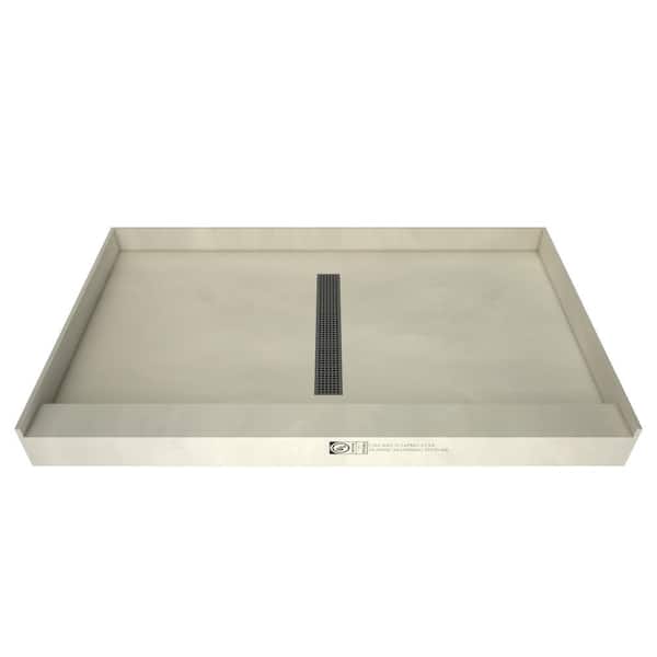 Tile Redi Redi Trench 34 in. x 60 in. Single Threshold Shower Base with Center Drain and Brushed Nickel Trench Grate