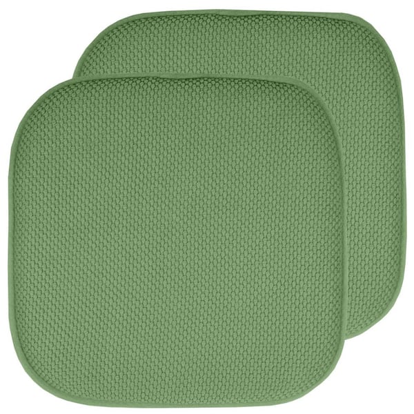 Sweet Home Collection Honeycomb Memory Foam Square 16 in. x 16 in. Non-Slip Indoor/Outdoor Chair Seat Cushion, Green (2-Pack)