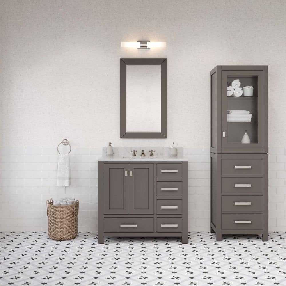 Madison 36 in. W x 21.5 in. D x 34 in. H Single Sink Bath Vanity in Cashmere Grey with Carrara White Marble Top price history on PriceWatchPro