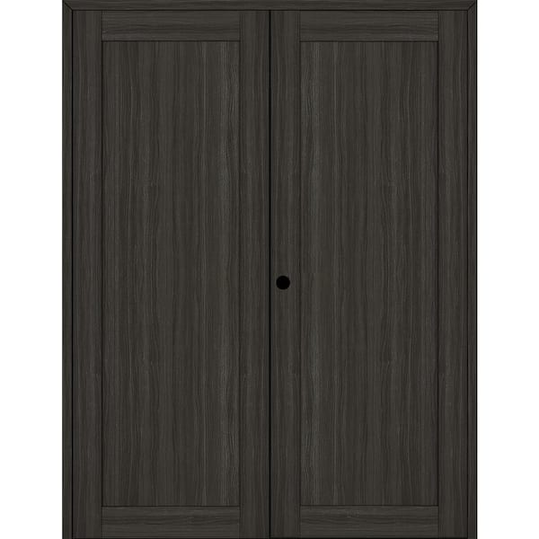 Belldinni 1 Panel Shaker 48 in. x 80 in. Right Active Gray Oak Wood Composite Double Prehung Interior Door