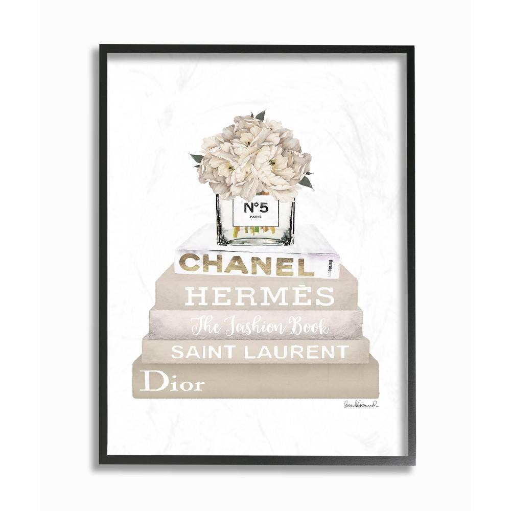 "11 in. x 14 in. ""High Fashion Bookstack with Tan Flowers"" by Artist Amanda Greenwood Framed Wall Art" price history on PriceWatchPro