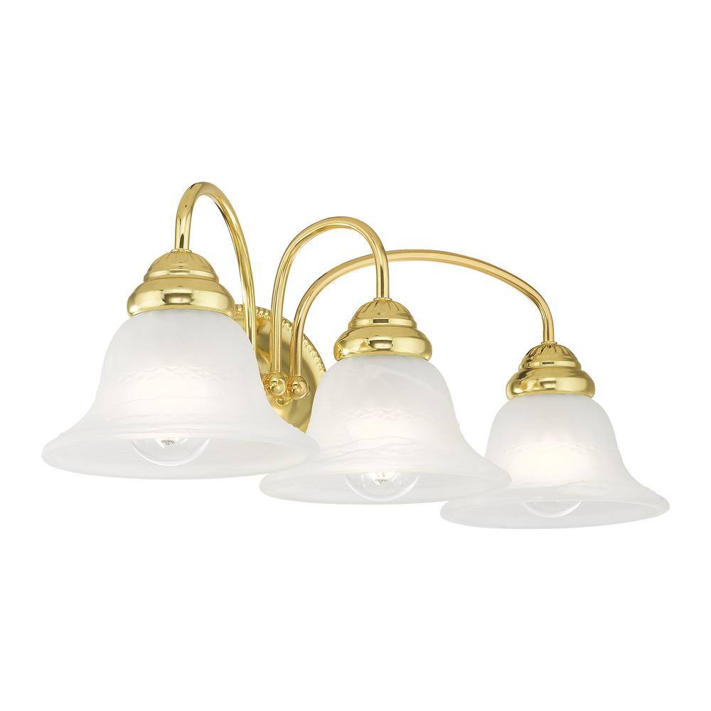 Polished Brass 3-Light Vanity with White Alabaster Glass