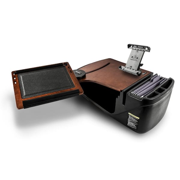 AutoExec Reach Desk Front Seat in Mahogany with Built-In Power Inverter and iPad/Tablet Mount