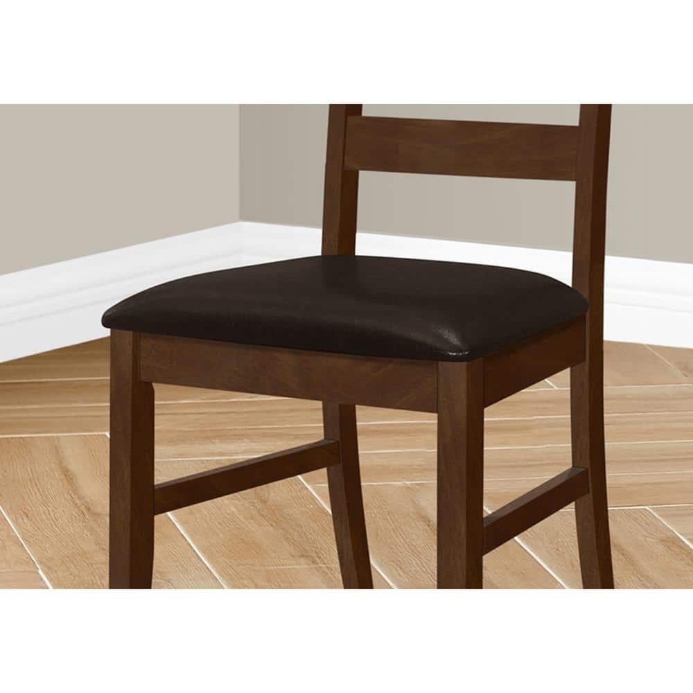 Brown Faux Leather Upholstered Ladderback Side Chair Set