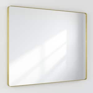 40 in. W x 32 in. H Rectangular Framed Wall Mounted Bathroom Vanity Mirror in Brushed Gold