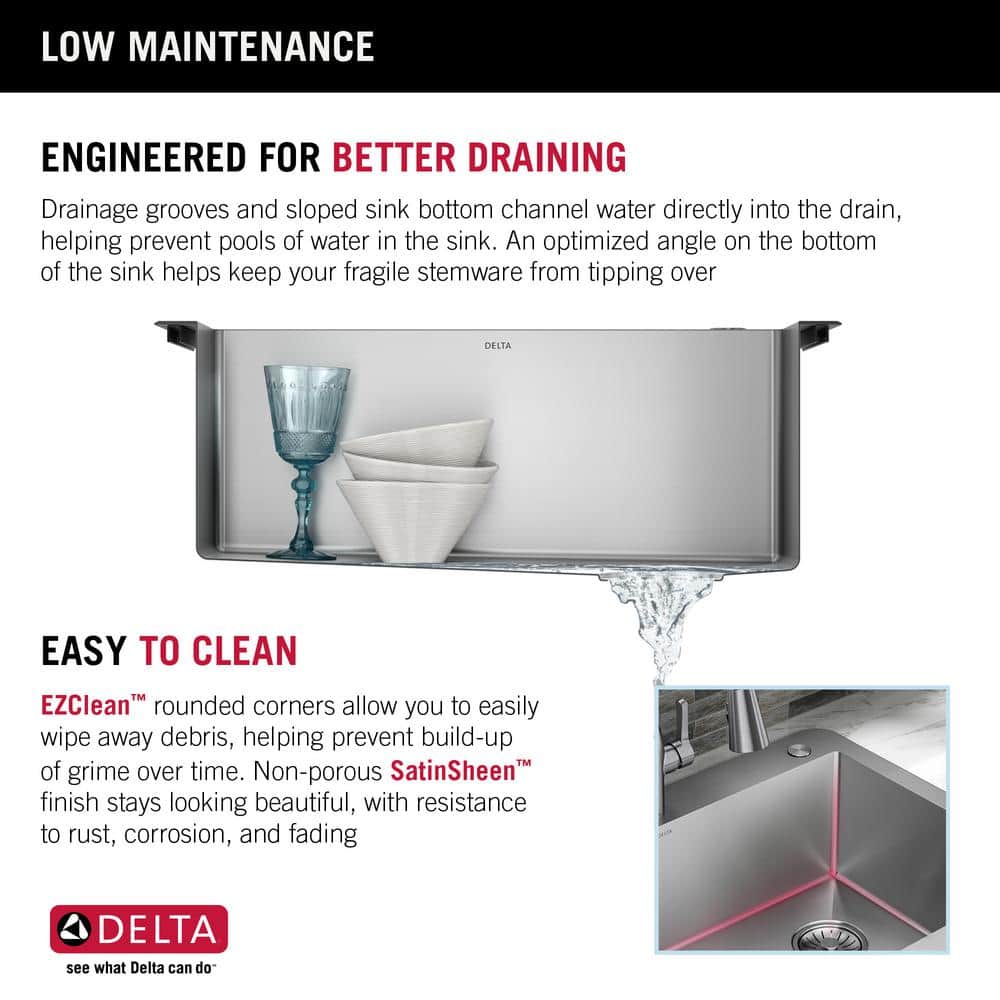Delta Marca Drop-In Stainless Steel Single Bowl Kitchen Sink, 25" x 22"