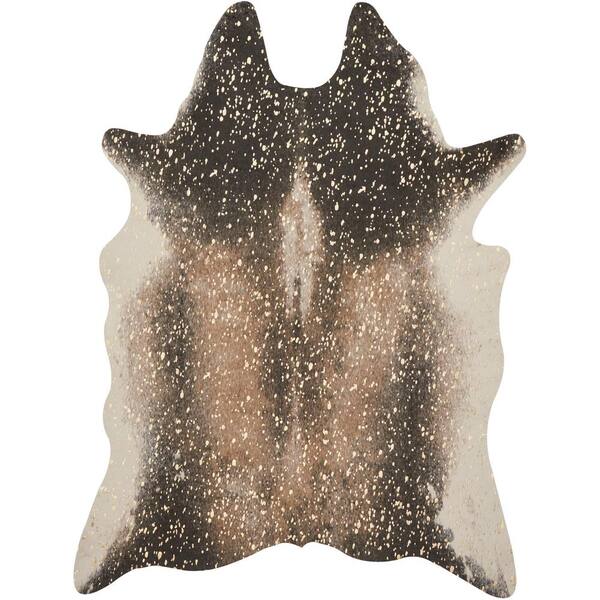 LOLOI II Bryce Mocha/Gold 5 ft. x 6 ft. 6 in. Modern Faux Cowhide Area Rug